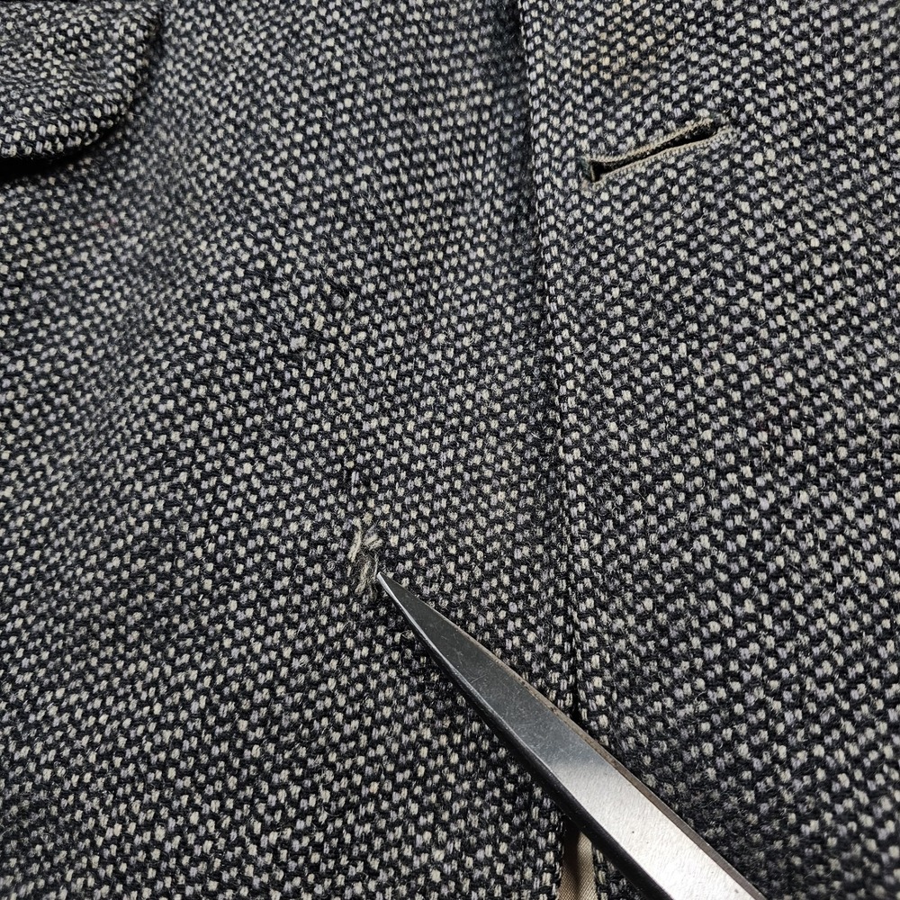 Vtg 80's Lakeland Sportswear Coat Mens 36 Tweed Wool Car Coat Liner Black Gray - Picture 8 of 16